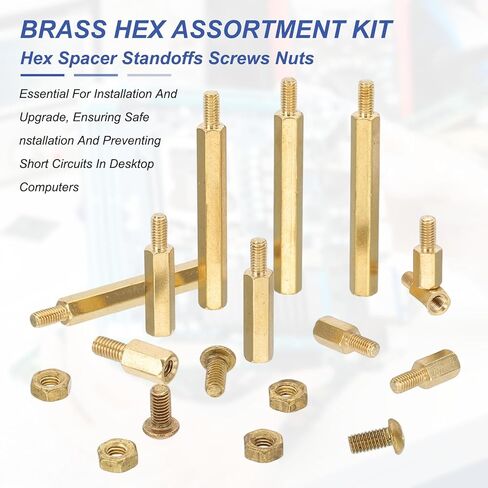 MECCANIXITY M2.5 Male Brass Hex Spacer Standoffs Screws Nuts, 20 Set Hex Column Screw Nut Assortment Kit M2.5 * 19+6 Threaded Standoff for Raspberry Pi PCB Motherboard DIY in Saudi Arabia