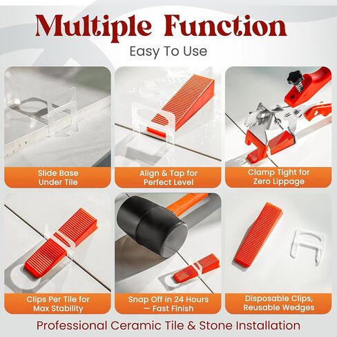 Tile Leveling System Clips 1/16-2000 Piece Tile Spacer Clips for Ceramic Floor Tile - Self Leveling Tools for Stone Installation - Lippage Free Floor and Wall Spacers in Saudi Arabia