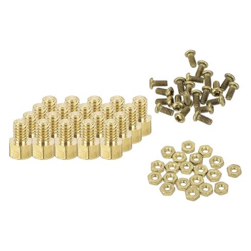 MECCANIXITY M2.5 Male Brass Hex Spacer Standoffs Screws Nuts, 20 Set Hex Column Screw Nut Assortment Kit M2.5 * 19+6 Threaded Standoff for Raspberry Pi PCB Motherboard DIY in Saudi Arabia