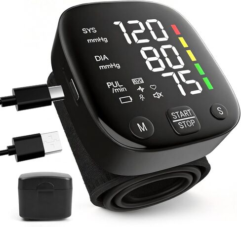 Automatic Wrist Blood Pressure Monitor for Home Use, Dual User Memory, Voice Guidance & Result Readout, Type-C Rechargeable in Saudi Arabia