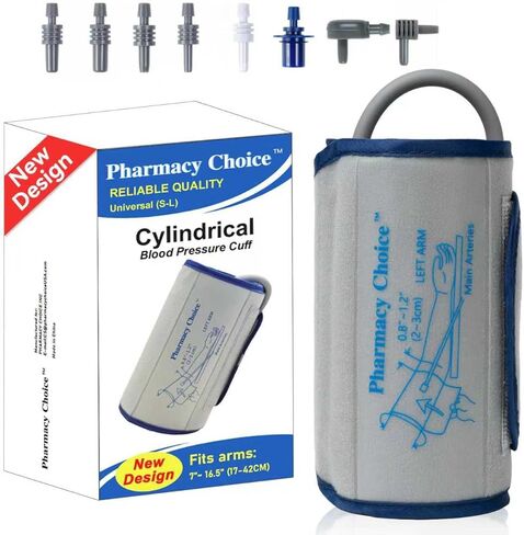Cylindrical Blood Pressure Cuff, Adult Cuff, Universal BP Cuff,Compatible with Most Monitors, ARM Blood Pressure Replacement Cuff with 8 Connectors,one Size fits 7"-16.5"(17-42cm) Grey in Kuwait