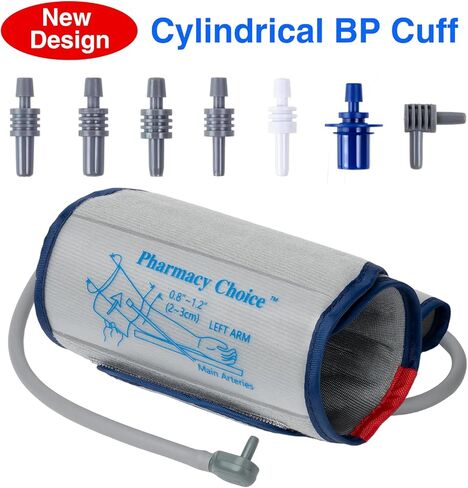 Cylindrical Blood Pressure Cuff, Adult Cuff, Universal BP Cuff,Compatible with Most Monitors, ARM Blood Pressure Replacement Cuff with 8 Connectors,one Size fits 7"-16.5"(17-42cm) Grey in Kuwait