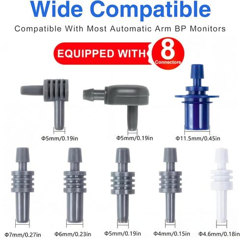 Cylindrical Blood Pressure Cuff, Adult Cuff, Universal BP Cuff,Compatible with Most Monitors, ARM Blood Pressure Replacement Cuff with 8 Connectors,one Size fits 7"-16.5"(17-42cm) Grey in Kuwait