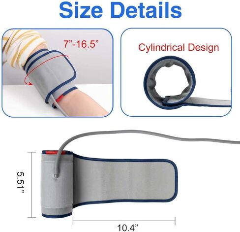 Cylindrical Blood Pressure Cuff, Adult Cuff, Universal BP Cuff,Compatible with Most Monitors, ARM Blood Pressure Replacement Cuff with 8 Connectors,one Size fits 7"-16.5"(17-42cm) Grey in Kuwait