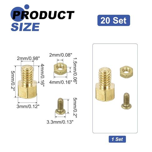 MECCANIXITY M2.5 Male Brass Hex Spacer Standoffs Screws Nuts, 20 Set Hex Column Screw Nut Assortment Kit M2.5 * 19+6 Threaded Standoff for Raspberry Pi PCB Motherboard DIY in Saudi Arabia