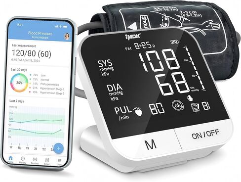 IMDK Blood Pressure Monitors - Arm Blood Pressure Monitors for Home Use, Accuracy of ±3 mmHg, Cuff '8.7-16.5' inch Adjustable, Hypertension Management APP for iOS & Android in Saudi Arabia