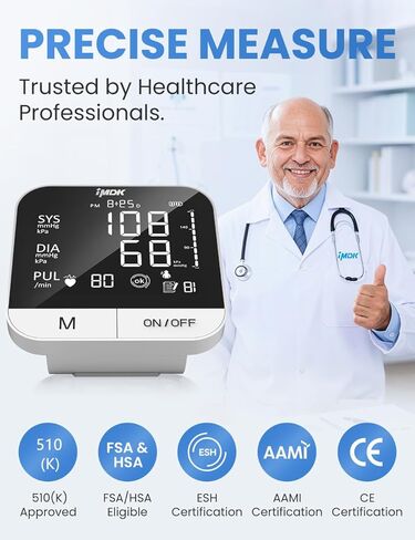 IMDK Blood Pressure Monitors - Arm Blood Pressure Monitors for Home Use, Accuracy of ±3 mmHg, Cuff '8.7-16.5' inch Adjustable, Hypertension Management APP for iOS & Android in Saudi Arabia