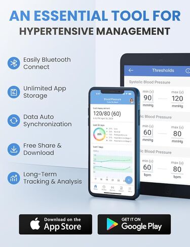 IMDK Blood Pressure Monitors - Arm Blood Pressure Monitors for Home Use, Accuracy of ±3 mmHg, Cuff '8.7-16.5' inch Adjustable, Hypertension Management APP for iOS & Android in Saudi Arabia