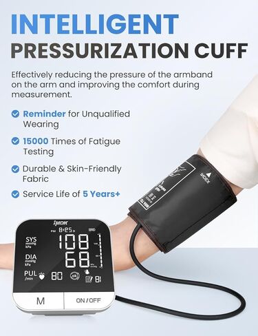 IMDK Blood Pressure Monitors - Arm Blood Pressure Monitors for Home Use, Accuracy of ±3 mmHg, Cuff '8.7-16.5' inch Adjustable, Hypertension Management APP for iOS & Android in Saudi Arabia