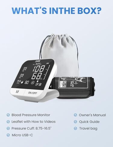 IMDK Blood Pressure Monitors - Arm Blood Pressure Monitors for Home Use, Accuracy of ±3 mmHg, Cuff '8.7-16.5' inch Adjustable, Hypertension Management APP for iOS & Android in Saudi Arabia