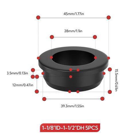 5 قطعة 1-1/8 "ID، 1-1/2" ثقب الحفر الحلقات المطاطية السوداء، قبعة علوية جروميت المطاط ثقب المقابس لحماية كابل الأسلاك in Kuwait