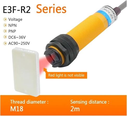 سلسلة E3F-R2 ردود الفعل العاكسة الكهروضوئية التبديل NPN PNP M18 نطاق الكشف عن الاستشعار الاستقرائي 2M in Kuwait