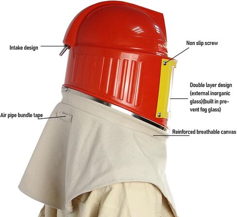 خوذة جاروسا، مادة أكريلونتريل بوتادين ستايرين مع عدسة مزدوجة الطبقة ومصدر للهواء، واقي غطاء من القماش لبناء طلاء الرش الرملي in Kuwait
