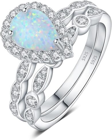 مجوهرات Classic Pear Cut 2.5ct تم إنشاؤه حلقات خطبة Opal Halo للنساء ، Infinity 925 Sterling Silver 14k White Rose Gold Gold Promated Form For Her ، Twisted Wedding Bridal in Saudi Arabia