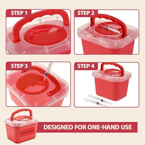 Geiserailie 3 Pack 3 Quarts Products Large Sharps Container for Home Use, Professional Portable Container with Handle, Warning Stickers for Harmful Needle and Syringe Disposal in Saudi Arabia