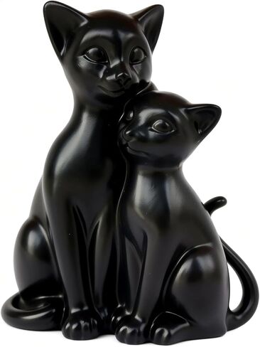 تمثال قطة باللونين الأسود والفضي، ديكور منحوت للزوجين، فن إبداعي متعدد الألوان لنحت القطط، ديكور غرفة المعيشة المنزلية الحديثة والبسيطة، هدية عيد الحب للنساء in Kuwait