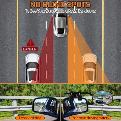 2PCS Tow Mirrors Extensions,Universal Towing Mirror Extenders Clip-on Tow, 360°Adjustable Convex Rearview,Side Mirror Extenders For Car, For Towing Truck, Trailer, Rv, Suv in Saudi Arabia