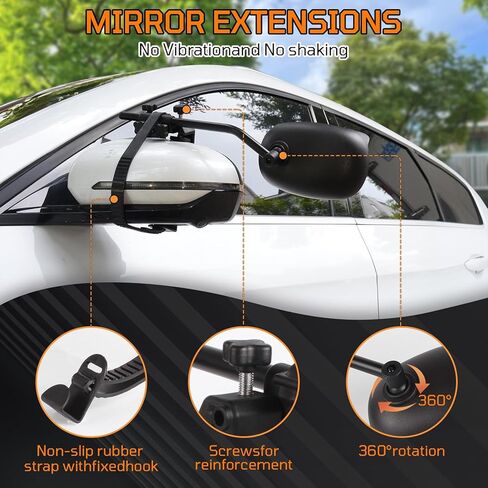 2PCS Tow Mirrors Extensions,Universal Towing Mirror Extenders Clip-on Tow, 360°Adjustable Convex Rearview,Side Mirror Extenders For Car, For Towing Truck, Trailer, Rv, Suv in Saudi Arabia