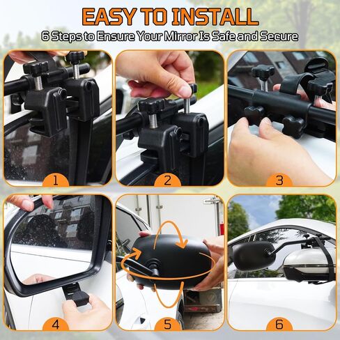 2PCS Tow Mirrors Extensions,Universal Towing Mirror Extenders Clip-on Tow, 360°Adjustable Convex Rearview,Side Mirror Extenders For Car, For Towing Truck, Trailer, Rv, Suv in Saudi Arabia