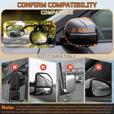 2PCS Tow Mirrors Extensions,Universal Towing Mirror Extenders Clip-on Tow, 360°Adjustable Convex Rearview,Side Mirror Extenders For Car, For Towing Truck, Trailer, Rv, Suv in Saudi Arabia