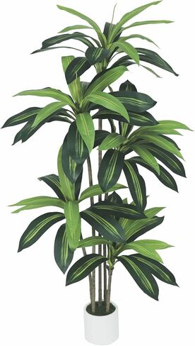 شجرة Dracaena الاصطناعية بطول 5 أقدام - شجرة وهمية لديكور المنزل، شجرة صناعية بوعاء داخلي مع صندوق راتنج واقعي وأوراق نابضة بالحياة، نبات طويل القامة منخفض الصيانة لغرفة المعيشة، نبات أرضية المكتب. in Saudi Arabia