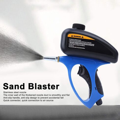 Portable Sand 90PSI, Pneumatic Nozzle Sandblasting with Non Slip Handle, Quick Plug Connector & Wide Appplications, Manual ABS for Metal, Glass, Wood in Kuwait