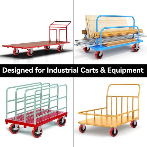 عجلات من البولي يوريثين شديدة التحمل مقاس 6 بوصات، مجموعة من 4 (2 دوارة مع فرامل + 2 دوارة)، عجلات صناعية مقاس 6 × 2 بوصة مع محمل أسطواني، سعة 4000 رطل للعربات والمعدات الصناعية in Kuwait