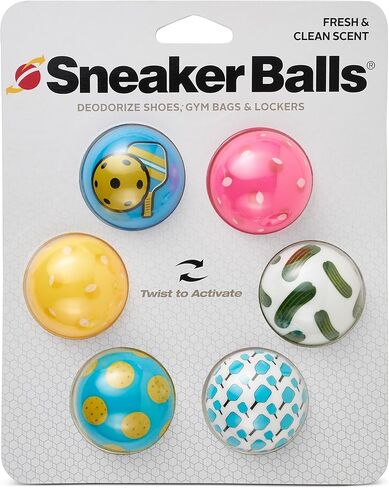 Sneaker Ball Shoe Odor Eliminator & Remover - Fresh, Clean Scent Blocks Odors - Twist-to-Activate - Compact & Durable - Fun, Colorful Designs - Ideal for Shoes, Gym Bags, Lockers, Golf, 6 Pack in Saudi Arabia