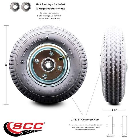 SCC-8" x 2.5" Gray Pneumatic Wheel Only w/3.1875" Centered Hub and Ball Bearings in Saudi Arabia