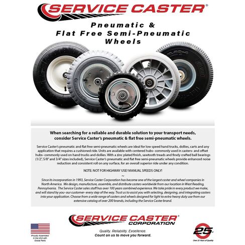 SCC-8" x 2.5" Gray Pneumatic Wheel Only w/3.1875" Centered Hub and Ball Bearings in Saudi Arabia