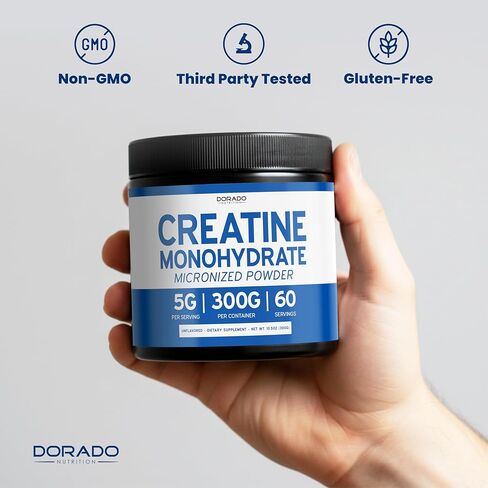 Creatine Monohydrate Powder 5G l Micronized & Unflavored l 60 Servings 5000mg per Serving l Pure Creatine Supplement for Men & Women l Supports Muscle Growth, Energy & Recovery l Non-GMO & Vegan in Saudi Arabia