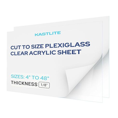 KASTLITE Clear Acrylic Sheet | 1/8" Thickness | 0.125" Thick Cut to Size Plexiglass | Nominal 12" x 36" /1' x 3' | for Arts & Crafts, Sign Boards, Models, DIY Projects & More | 1 Sheet in Kuwait