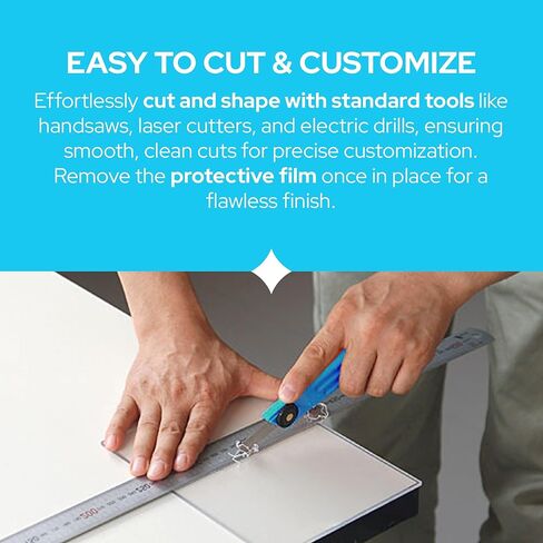 KASTLITE Clear Acrylic Sheet | 1/8" Thickness | 0.125" Thick Cut to Size Plexiglass | Nominal 12" x 36" /1' x 3' | for Arts & Crafts, Sign Boards, Models, DIY Projects & More | 1 Sheet in Kuwait