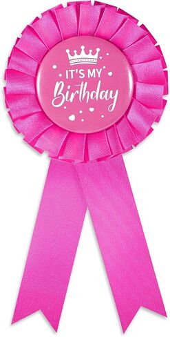 Birthday Ribbon Badge Brooch Purple Fabric Birthday Corsage Satin Tinplate Badge Pin for Girls Women Men Party Decorations Gifting Party Favors in Kuwait