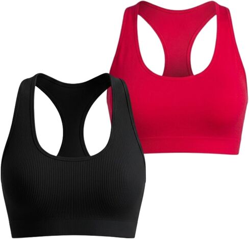 Skechers Women's Seamless Racerback Sports Bra 2 Pack, Sostén Deportivo, Comfortable Flexible Movement , Fitness and Yoga in Kuwait