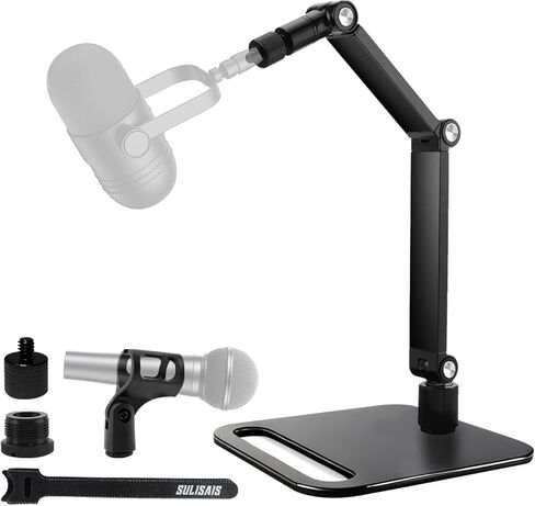Studio Mic Stand, Desktop Microphone Stand, Mic Arm Desk Mount with 1/4"-3/8"-5/8" Adapter, Adjustable Mic Mount for Blue Yeti Hyperx Quadcast SoloCast, Webcams in Saudi Arabia