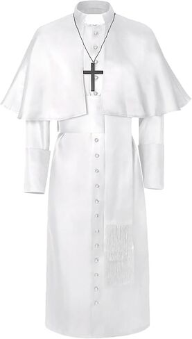 Unisex Clergy Robe Adult Priest Costume Monk Wizard Exorcist Costume Renaissance Cosplay Halloween Outfit in Kuwait