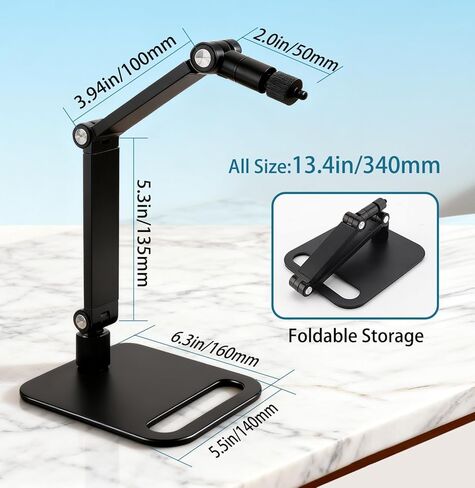 Studio Mic Stand, Desktop Microphone Stand, Mic Arm Desk Mount with 1/4"-3/8"-5/8" Adapter, Adjustable Mic Mount for Blue Yeti Hyperx Quadcast SoloCast, Webcams in Saudi Arabia