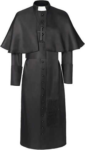 Unisex Clergy Robe Adult Priest Costume Monk Wizard Exorcist Costume Renaissance Cosplay Halloween Outfit in Saudi Arabia