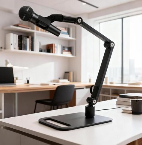 Studio Mic Stand, Desktop Microphone Stand, Mic Arm Desk Mount with 1/4"-3/8"-5/8" Adapter, Adjustable Mic Mount for Blue Yeti Hyperx Quadcast SoloCast, Webcams in Saudi Arabia