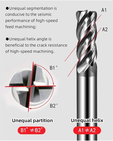 Carbide Corner Radius End Mill - 4 Flute Unequal Flute Spacing & Helix Design- for Stainless Steel -6R0.5*D6*15 * 50 in Saudi Arabia