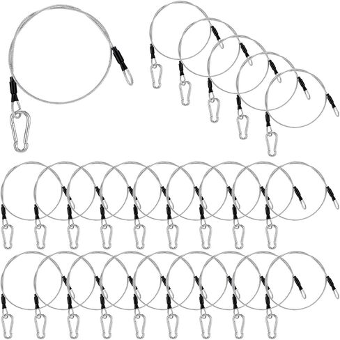24 Pcs1/8" Stage Light Cables, 2.1 ft Safety Cables with Carabiner Lock for DJ Light Equipments, Stainless Steel Wire Ropes, 120lb Load Capacity in Saudi Arabia