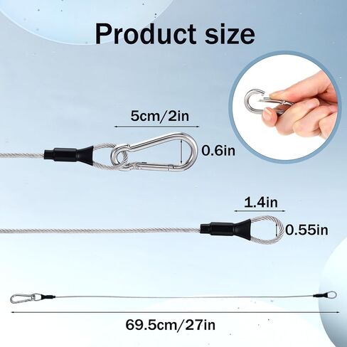 24 Pcs1/8" Stage Light Cables, 2.1 ft Safety Cables with Carabiner Lock for DJ Light Equipments, Stainless Steel Wire Ropes, 120lb Load Capacity in Saudi Arabia