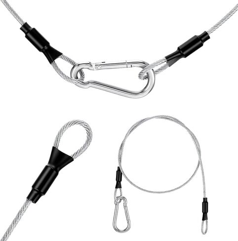 24 Pcs1/8" Stage Light Cables, 2.1 ft Safety Cables with Carabiner Lock for DJ Light Equipments, Stainless Steel Wire Ropes, 120lb Load Capacity in Saudi Arabia