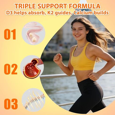 Biobor Sugar Free Vitamin D3 K2 Gummies with Calcium, 2000 IU D3 & 200 mcg K2 & 200 mg Calcium, Supports Healthy Bones, Gluten Free, GMO Free, 60 Count in Kuwait