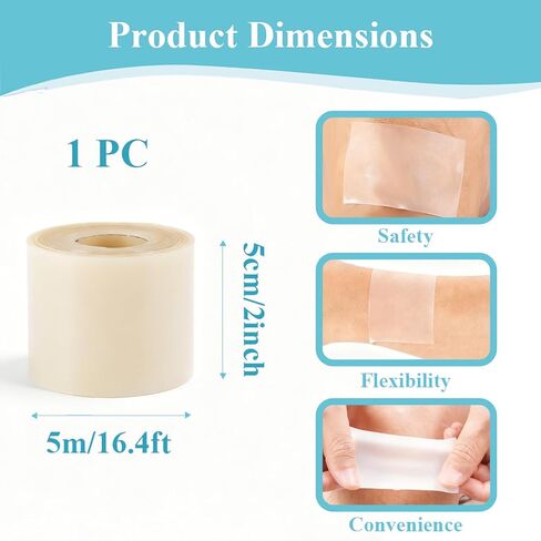 لفة غرواني مائي للعناية بالندبات والجروح (2 بوصة * 16 قدم) - ضمادات غرواني مائي ذاتية اللصق قابلة للتخصيص للإسعافات الأولية والحماية السرية، مقاومة للماء وعالية الامتصاص in Kuwait