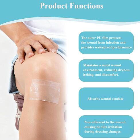 لفة غرواني مائي للعناية بالندبات والجروح (2 بوصة * 16 قدم) - ضمادات غرواني مائي ذاتية اللصق قابلة للتخصيص للإسعافات الأولية والحماية السرية، مقاومة للماء وعالية الامتصاص in Kuwait