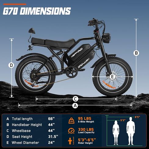 دراجة كهربائية HAPPYRUN G70 2000 وات للبالغين، دراجة كهربائية ببطارية مزدوجة قابلة للفصل بقدرة 48 فولت 38 أمبير في الساعة، مسافة طويلة تزيد عن 85 ميل وسرعة 36 ميل في الساعة، دراجة ترابية كهربائية سريعة السرعة لجميع التضاريس مقاس 20 بوصة دراجة جبلية بإطارا in Kuwait