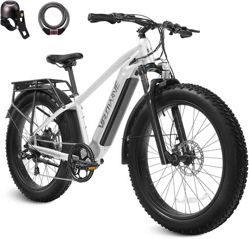 دراجة كهربائية VELOWAVE للبالغين، محرك 1200 واط، 28 ميل في الساعة، دراجة جبلية 48 فولت 15 أمبير في الساعة، بطارية خلايا LG قابلة للإزالة، 26 بوصة، إطار سميك، دراجة شيمانو 7 سرعات مع رف خلفي ورفرف in Kuwait