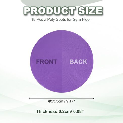 Spot Markers for Agility Dot, Non-Slip Poly Spots Floor Dots Flat Field Soccer Training Equipment 9 in & 18 Pcs & Purple -Fitting for (Gym/Sports/Training/PE Games/Dance) in Saudi Arabia